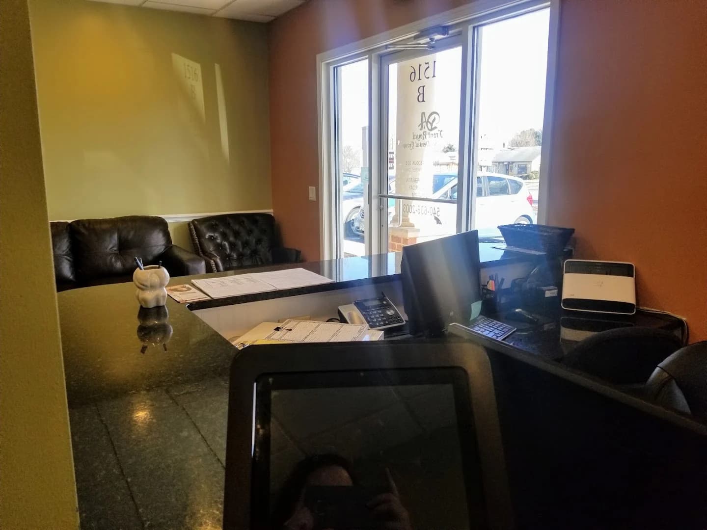 Front desk and reception area at Front Royal Dental Group